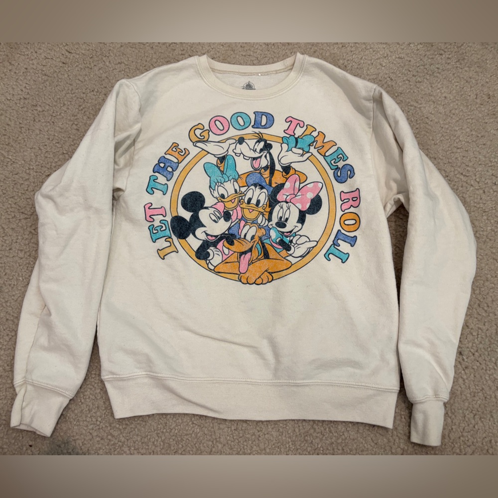 Disney Crewneck Sweatshirt "Let The Good Times Roll" - Cream, Sz M